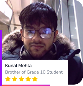 📍 Ottawa, OntarioMy brother joined Edu Radiation Tutorials for Grade 10 Chemistry and Maths. The doubt-solving sessions are very helpful, and teachers ensure you understand every concept properly. My test scores have improved significantly.